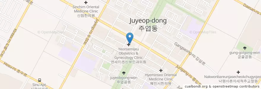 Mapa de ubicacion de 주엽치과 en كوريا الجنوبية, 경기도, 고양시, 일산서구.