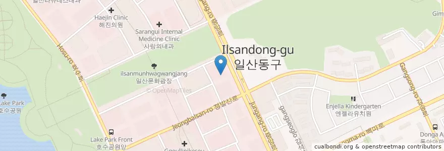 Mapa de ubicacion de 꿈이있는치과 en 대한민국, 경기도, 고양시, 일산동구.