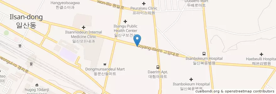 Mapa de ubicacion de 연세미소치과의원 en Zuid-Korea, Gyeonggi-Do, 고양시, 일산동구.