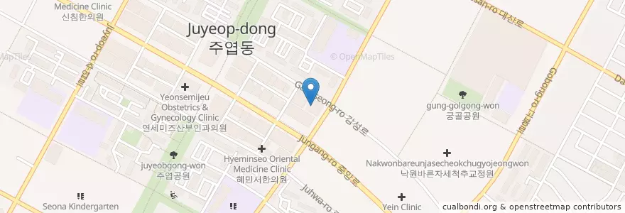 Mapa de ubicacion de 임윤식치과 en 대한민국, 경기도, 고양시, 일산서구.