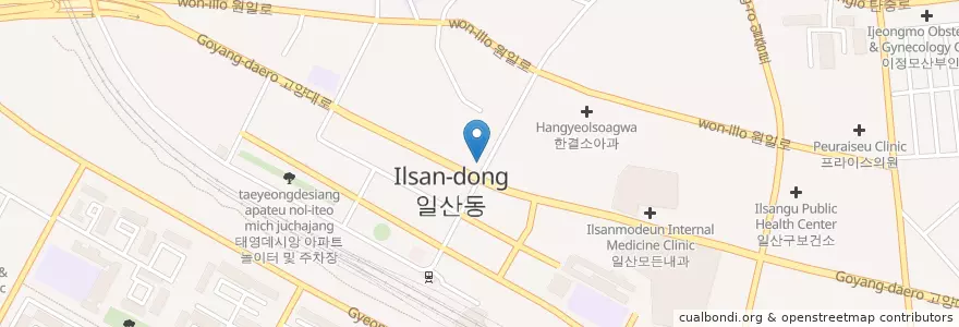 Mapa de ubicacion de 우리치과의원 en Corea Del Sur, Gyeonggi, 고양시, 일산서구.