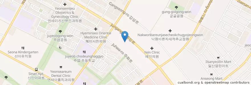Mapa de ubicacion de 연세아름치과의원 en کره جنوبی, گیونگی-دو, 고양시, 일산서구.