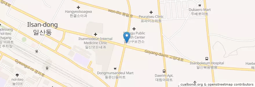 Mapa de ubicacion de 푸른안과의원 en Coreia Do Sul, Gyeonggi, 고양시, 일산동구, 일산서구.