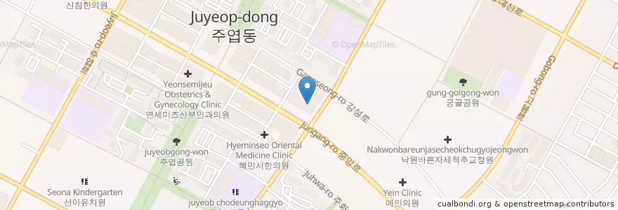 Mapa de ubicacion de 한솔항문외과의원 en 대한민국, 경기도, 고양시, 일산서구.