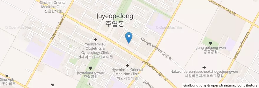 Mapa de ubicacion de 한사랑신경정신과 en Республика Корея, Кёнгидо, Коян, 일산서구.