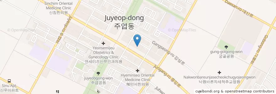 Mapa de ubicacion de 한사랑이비인후과 en Республика Корея, Кёнгидо, Коян, 일산서구.