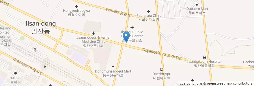Mapa de ubicacion de 서울소아과의원 en 大韓民国, 京畿道, 高陽市, 一山東区.