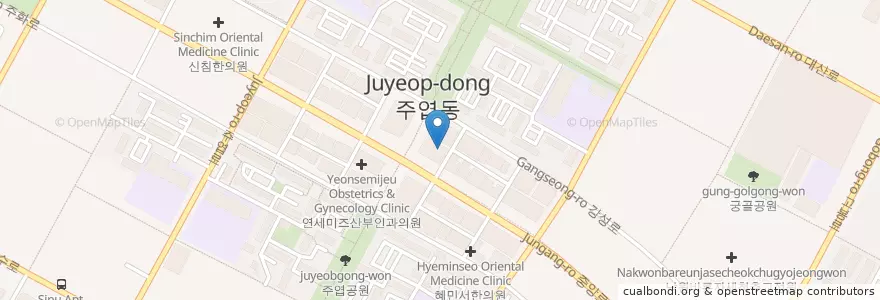 Mapa de ubicacion de 일산우리들소아청소년과의원 en كوريا الجنوبية, 경기도, 고양시, 일산서구.