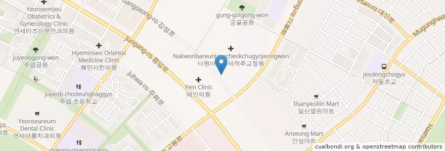 Mapa de ubicacion de 낙원바른자세척추교정원 en 대한민국, 경기도, 고양시, 일산서구.