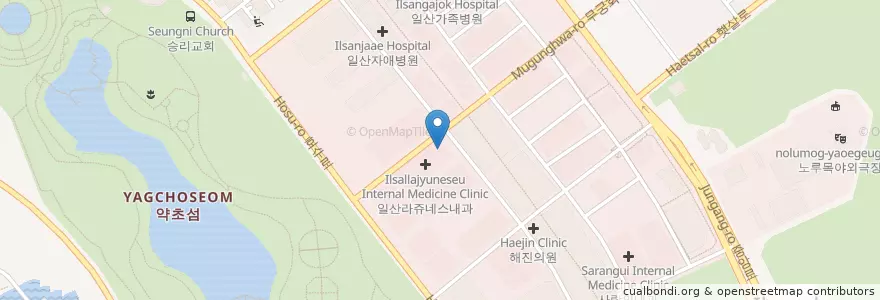 Mapa de ubicacion de 일산라쥬네스내과 en کره جنوبی, گیونگی-دو, 고양시, 일산동구.