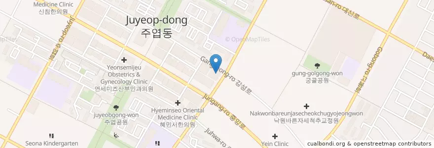 Mapa de ubicacion de 유진피부과의원 en Coreia Do Sul, Gyeonggi, 고양시, 일산서구.