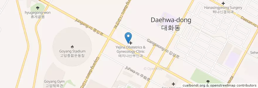 Mapa de ubicacion de 하나한의원 en کره جنوبی, گیونگی-دو, 고양시, 일산서구.