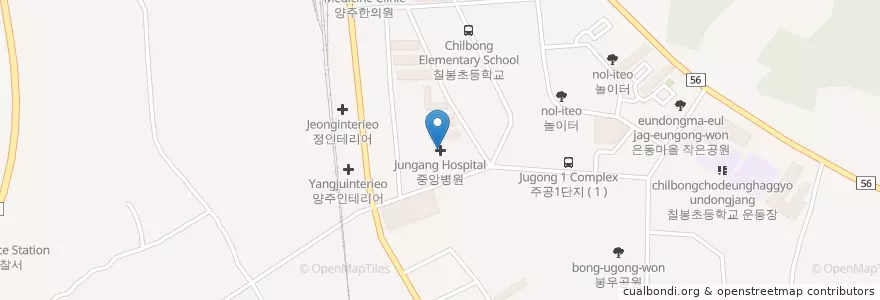 Mapa de ubicacion de 중앙병원 en 대한민국, 경기도, 양주시.