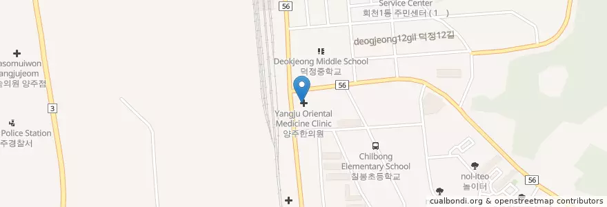 Mapa de ubicacion de 양주한의원 en 韩国/南韓, 京畿道, 杨州市.