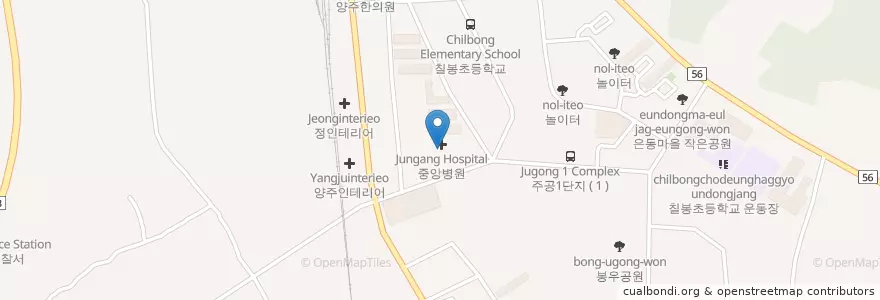 Mapa de ubicacion de 양주중앙병원 en 대한민국, 경기도, 양주시.