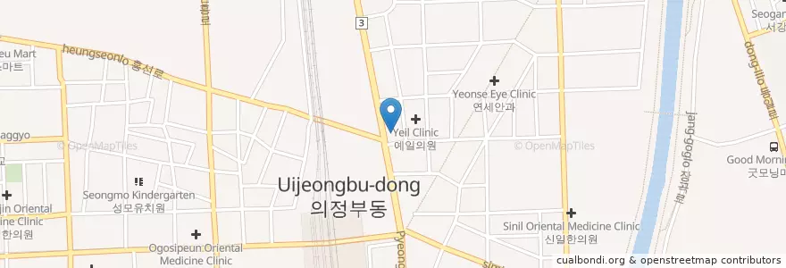 Mapa de ubicacion de 애플레이저치과 en Corea Del Sur, Gyeonggi, 의정부시.