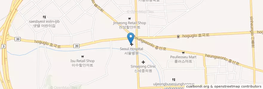 Mapa de ubicacion de 서울병원 en Güney Kore, 경기도, 의정부시.