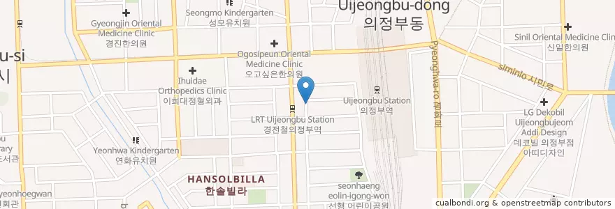 Mapa de ubicacion de 새싹알콜중독병원 en Zuid-Korea, Gyeonggi-Do, 의정부시.