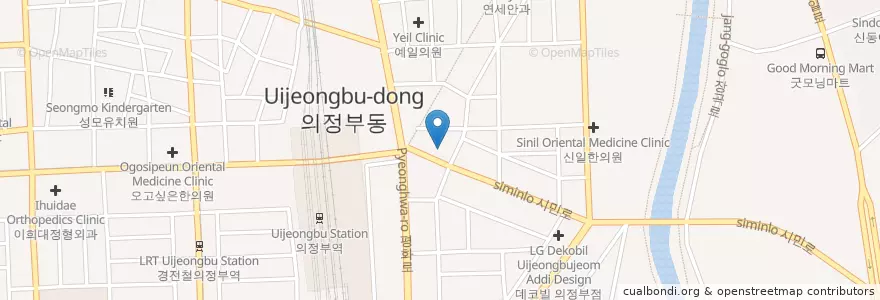 Mapa de ubicacion de Sinmyeonggi Neuropsychiatric Hospital en South Korea, Gyeonggi-Do, Uijeongbu-Si.