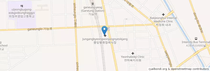 Mapa de ubicacion de 중앙병원장례식장 en Corée Du Sud, Gyeonggi, 의정부시.