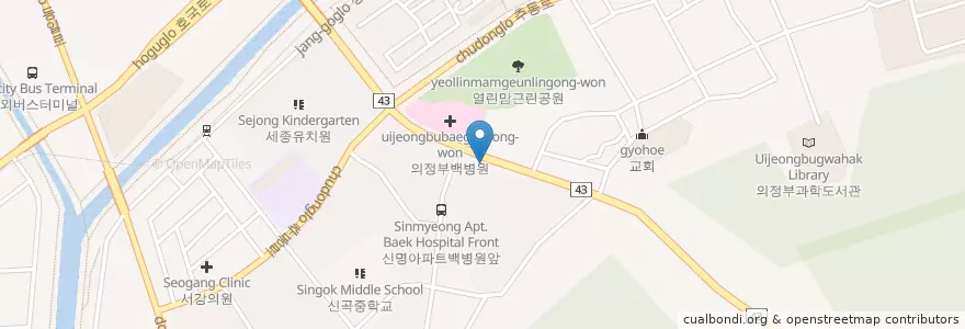Mapa de ubicacion de 사랑동물병원 en Corea Del Sud, Gyeonggi, 의정부시.
