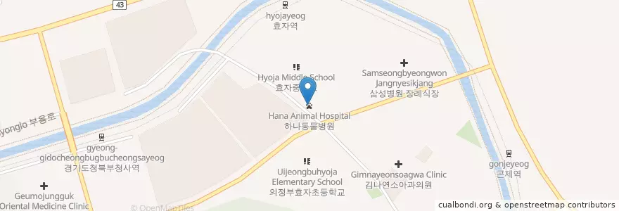 Mapa de ubicacion de 하나동물병원 en Korea Selatan, Gyeonggi, 의정부시.
