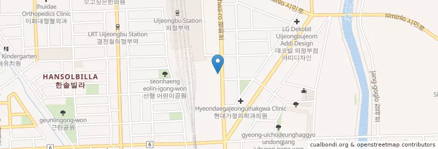 Mapa de ubicacion de 에이스동물병원 en Güney Kore, 경기도, 의정부시.