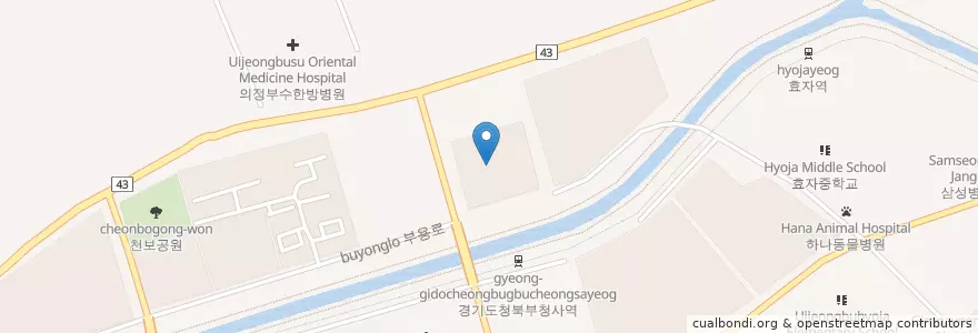 Mapa de ubicacion de 도그플러스동물병원의정부삼성홈플러스점 en Corea Del Sud, Gyeonggi, 의정부시.