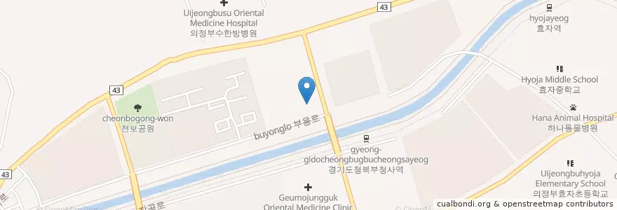 Mapa de ubicacion de 주니어치과의원 en 大韓民国, 京畿道, 議政府市.