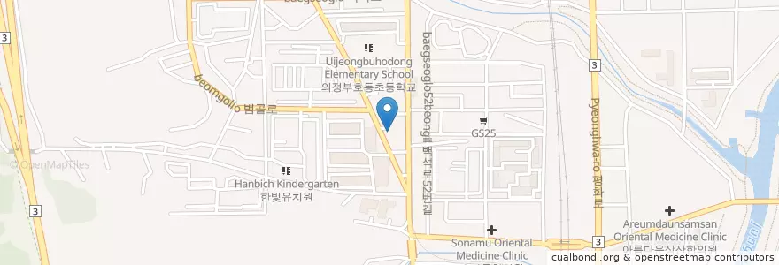 Mapa de ubicacion de 김일섭치과 en 大韓民国, 京畿道, 議政府市.