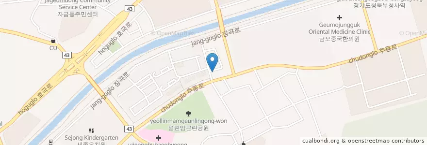 Mapa de ubicacion de 정다운치과의원 en Республика Корея, Кёнгидо, 의정부시.