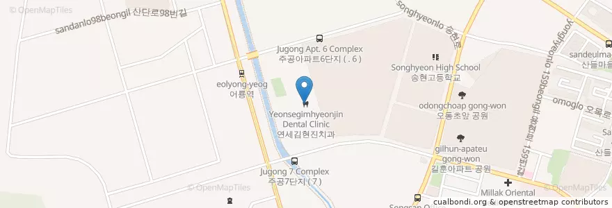 Mapa de ubicacion de 연세김현진치과 en 韩国/南韓, 京畿道, 议政府市.