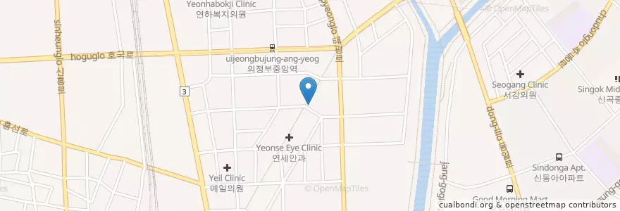 Mapa de ubicacion de 세브란스치과의원 en كوريا الجنوبية, 경기도, 의정부시.