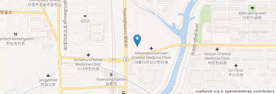 Mapa de ubicacion de 이앤미치과의원 en 大韓民国, 京畿道, 議政府市.