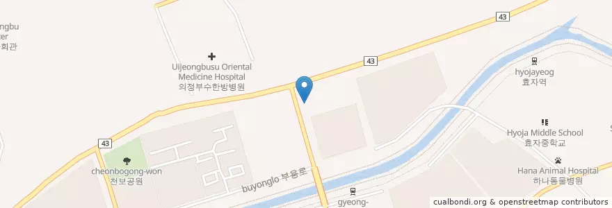 Mapa de ubicacion de Isarang Dental Clinic en South Korea, Gyeonggi-Do, Uijeongbu-Si.