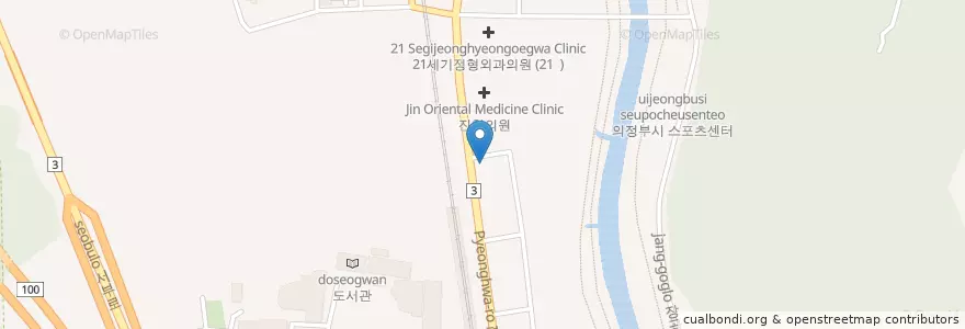 Mapa de ubicacion de 연세행복나눔치과 en Güney Kore, 경기도, 의정부시.
