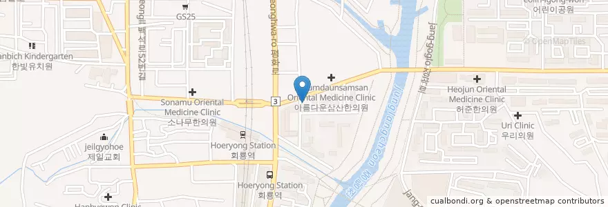 Mapa de ubicacion de 미소담은치과의원 en 大韓民国, 京畿道, 議政府市.