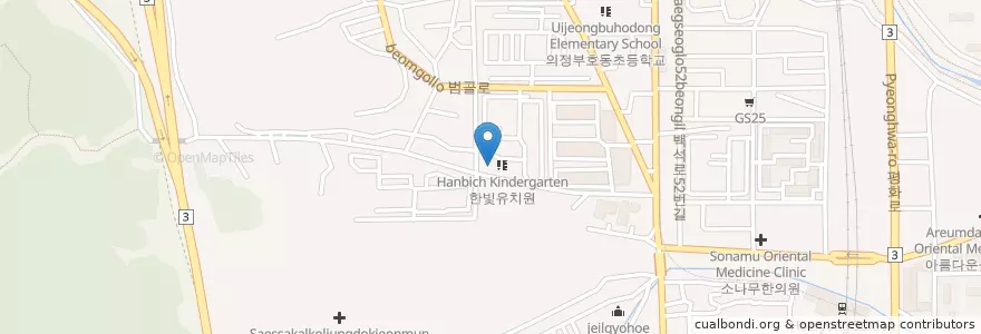 Mapa de ubicacion de 수치과의원 en کره جنوبی, گیونگی-دو, 의정부시.