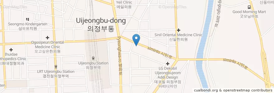 Mapa de ubicacion de Myeongbo Dental Clinic en South Korea, Gyeonggi-Do, Uijeongbu-Si.