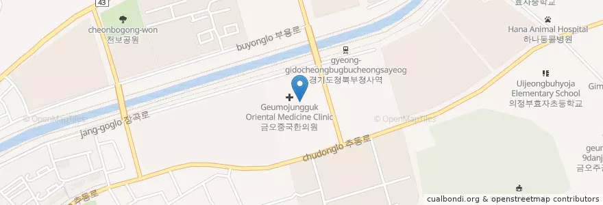 Mapa de ubicacion de 펫플러스 동물병원 en كوريا الجنوبية, 경기도, 의정부시.