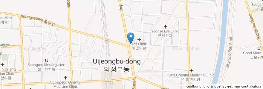Mapa de ubicacion de 김재하내과 en 大韓民国, 京畿道, 議政府市.