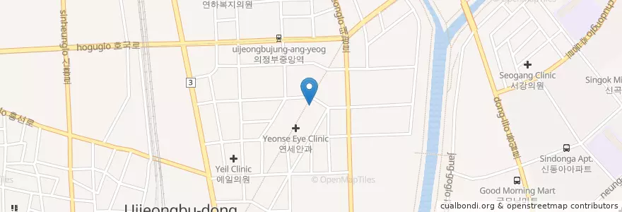 Mapa de ubicacion de 황부근안과 en كوريا الجنوبية, 경기도, 의정부시.