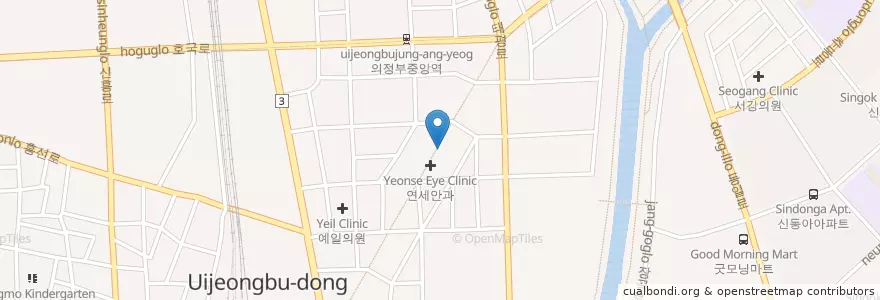 Mapa de ubicacion de 진이비인후과 en 韩国/南韓, 京畿道, 议政府市.
