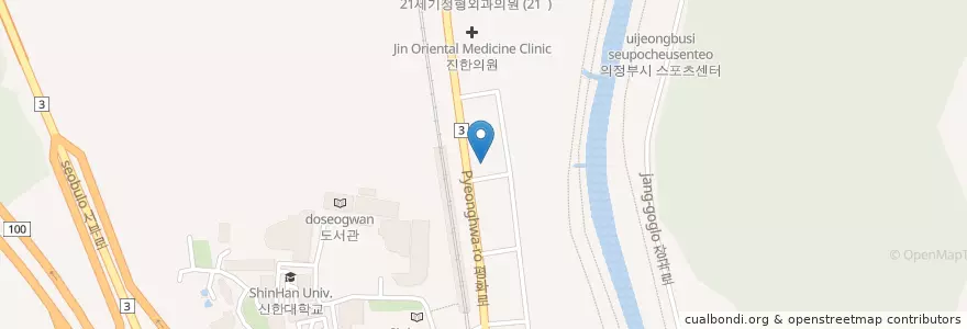 Mapa de ubicacion de 문이비인후과의원 en 대한민국, 경기도, 의정부시.