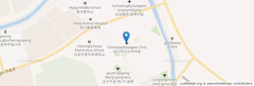 Mapa de ubicacion de Gimnayeonsoagwa Clinic en South Korea, Gyeonggi-Do, Uijeongbu-Si.