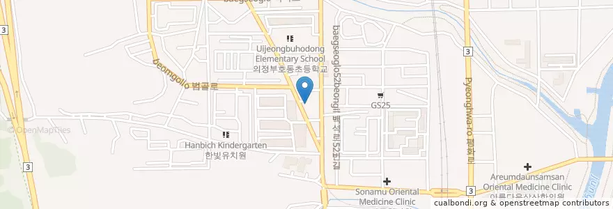 Mapa de ubicacion de 서울탑정형외과 en Республика Корея, Кёнгидо, 의정부시.