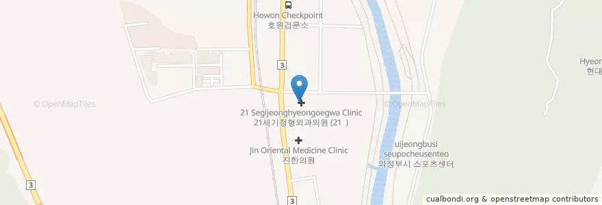 Mapa de ubicacion de 21세기정형외과의원 en Corea Del Sur, Gyeonggi, 의정부시.