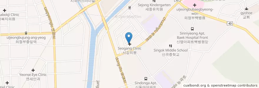 Mapa de ubicacion de Seogangjeonghyeongoegwa Clinic en South Korea, Gyeonggi-Do, Uijeongbu-Si.