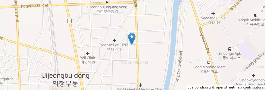 Mapa de ubicacion de 마리아산부인과의원 en کره جنوبی, گیونگی-دو, 의정부시.