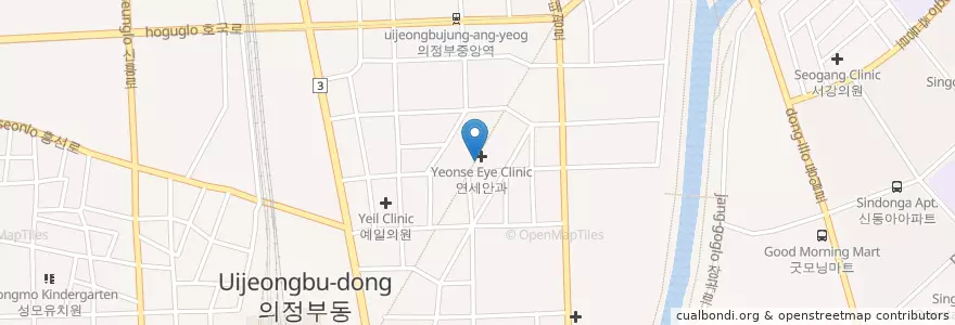 Mapa de ubicacion de 양태유피부비뇨기과 en Corée Du Sud, Gyeonggi, 의정부시.
